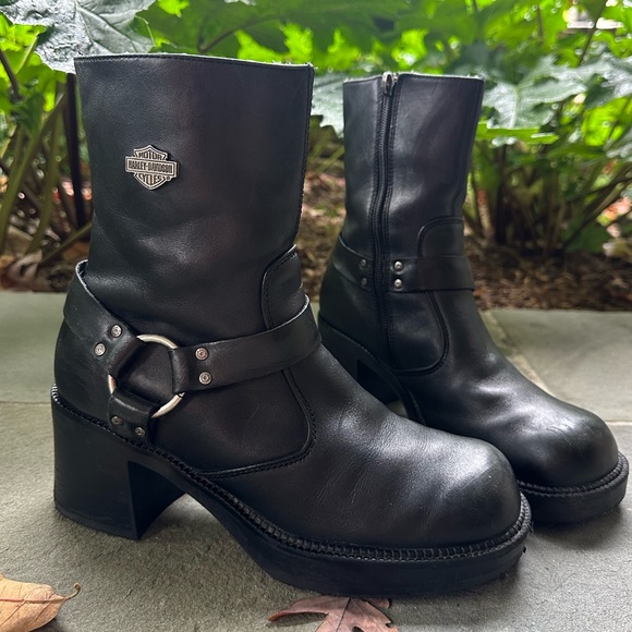 VINTAGE HARLEY-DAVIDSON PLATFORM MOTO BOOT - Picture 3 of 4